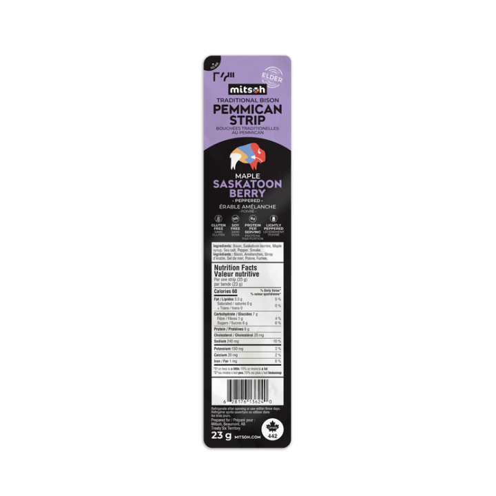 Mitsoh Pemmican Strips - Maple Saskatoon Berry